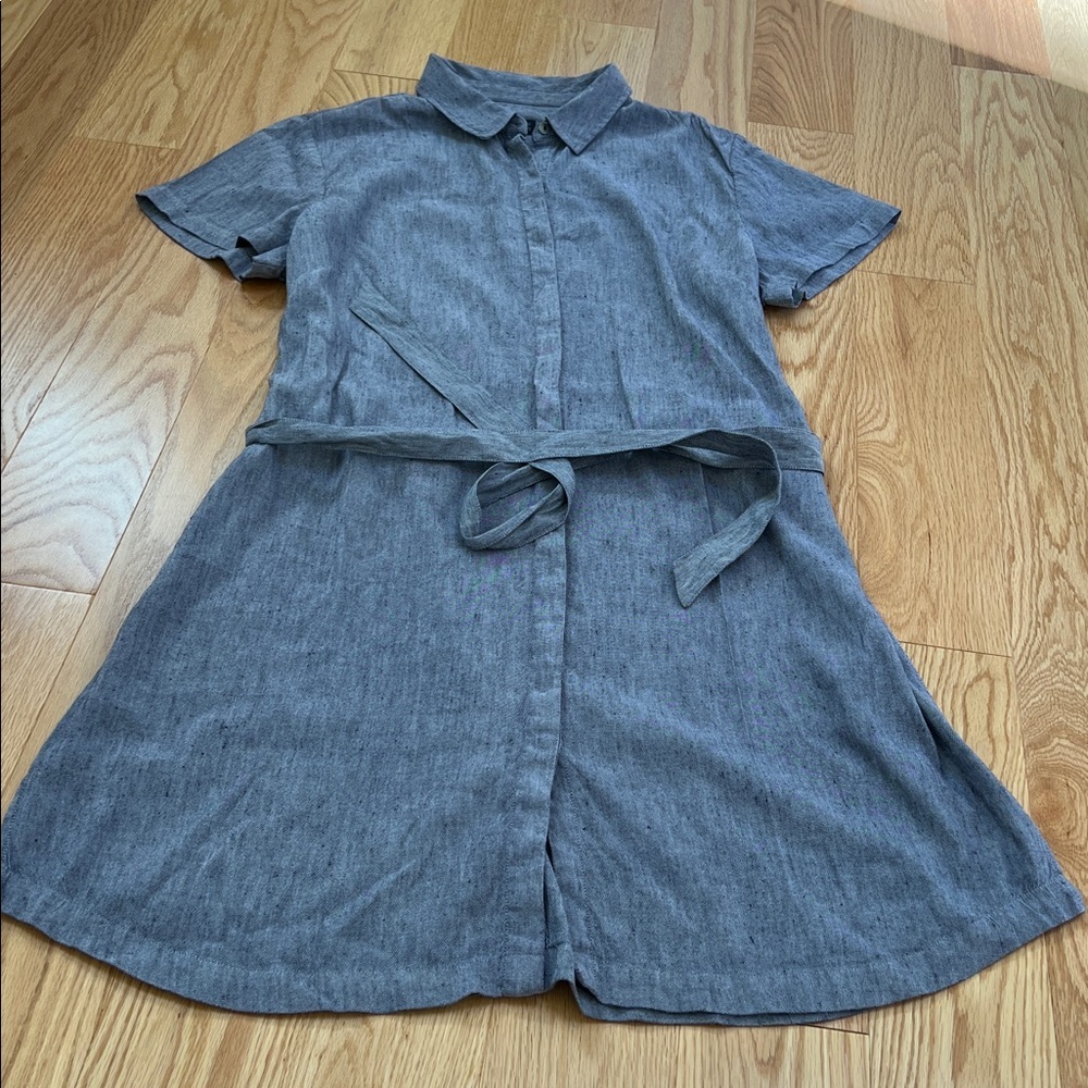 Pendleton Sz16, chambaray aimee Blue Short Sleeve linen blend Belted Dress.